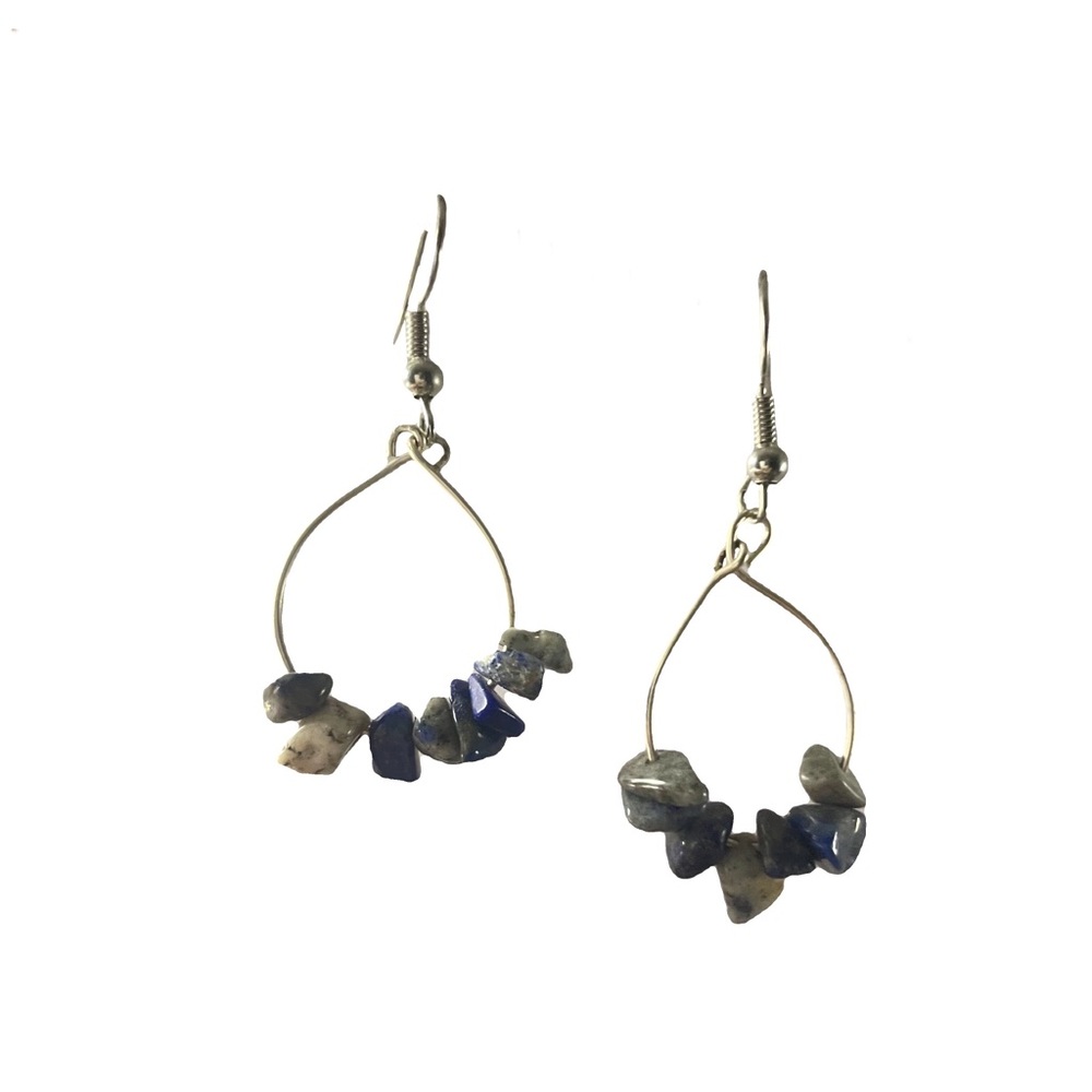 Handmade Lapis Lazuli Hoop Earrings